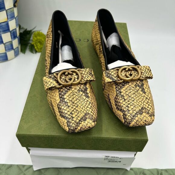 Women’s Gucci python ballet flats size 40.5 made in Italy - Picture 1 of 11